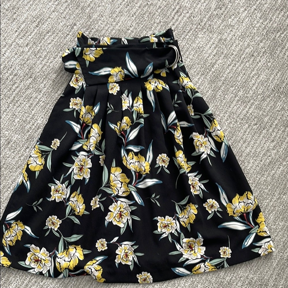 Floral Black Skirt